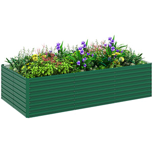 Galvanized Raised Garden Bed, 8' x 4' x 2' Large Outdoor Metal Planter Box, Standing Raised Bed for Growing Flowers, Herbs and Vegetables, Green