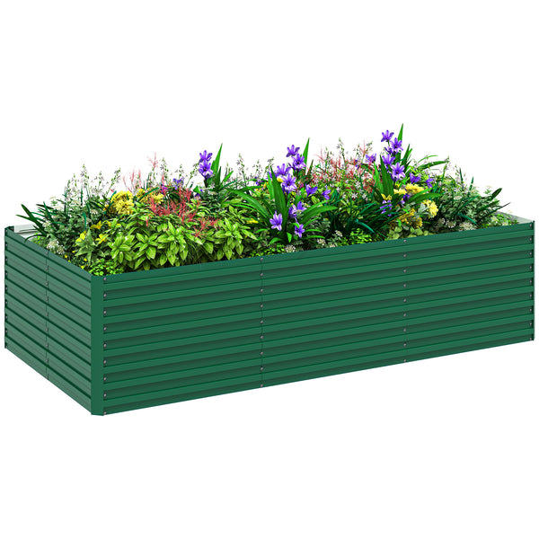 Galvanized Raised Garden Bed, 8' x 4' x 2' Large Outdoor Metal Planter Box, Standing Raised Bed for Growing Flowers, Herbs and Vegetables, Green