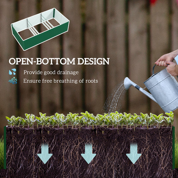 Galvanized Raised Garden Bed, 8' x 4' x 2' Large Outdoor Metal Planter Box, Standing Raised Bed for Growing Flowers, Herbs and Vegetables, Green