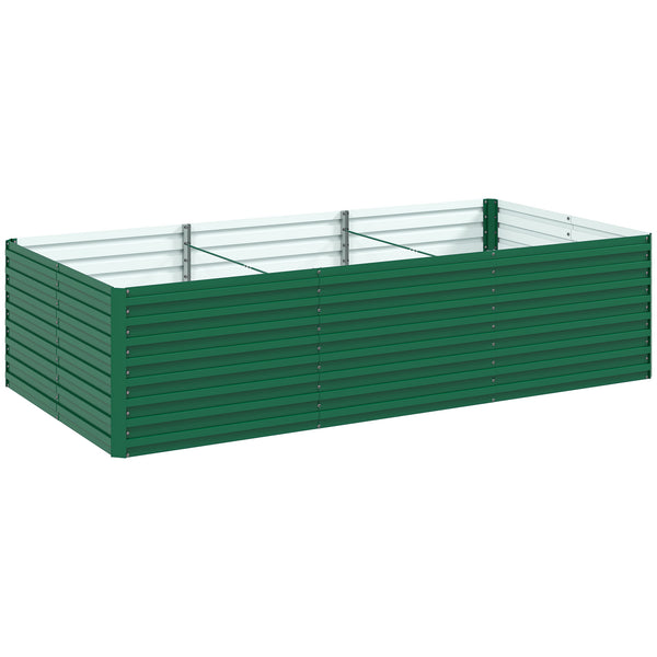 Galvanized Raised Garden Bed, 8' x 4' x 2' Large Outdoor Metal Planter Box, Standing Raised Bed for Growing Flowers, Herbs and Vegetables, Green