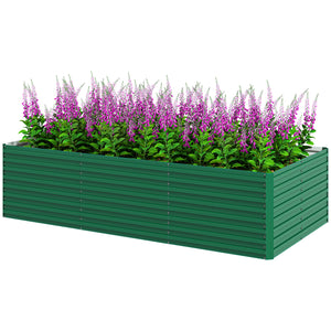 Galvanized Raised Garden Bed, 8' x 4' x 2' Large Outdoor Metal Planter Box, Standing Raised Bed for Growing Flowers, Herbs and Vegetables, Green