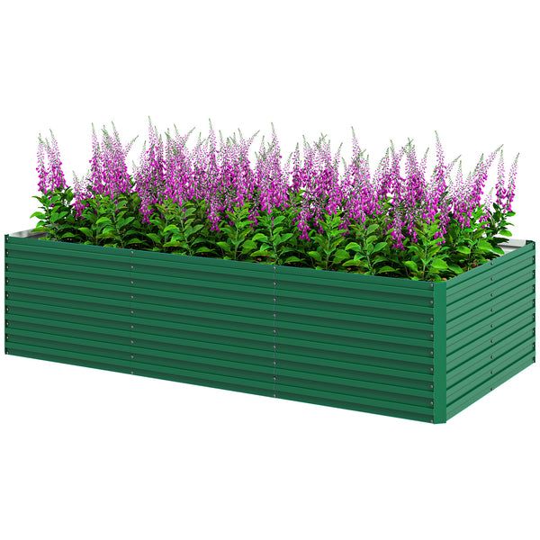 Galvanized Raised Garden Bed, 8' x 4' x 2' Large Outdoor Metal Planter Box, Standing Raised Bed for Growing Flowers, Herbs and Vegetables, Green