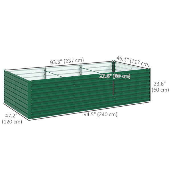 Galvanized Raised Garden Bed, 8' x 4' x 2' Large Outdoor Metal Planter Box, Standing Raised Bed for Growing Flowers, Herbs and Vegetables, Green