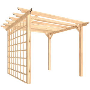 3 x 3 m Wooden Pergola Kit, Garden Pergola Gazebo Arch with Grape Trellis, Triangle Supports, Crossing Beams for Climbing Vines, Flowers, Sun Shade Shelter for Patio Grill, Nature Wood Finish