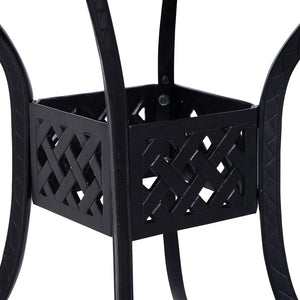 90 x 90cm Square Garden Dining Table with 46.5mm Dia. Umbrella Hole, Cast Aluminium Outdoor Dining Table, Grid Motif Outdoor Table for Garden, Patio, Porch, Black