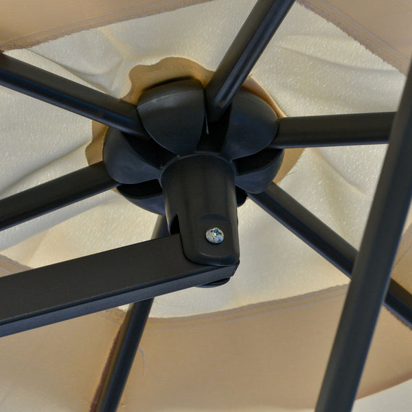 9.6ft Cantilever Patio Umbrella with Easy Lever, Offset Umbrella with Crank Handle, Cross Base, 6 Metal Ribs, Outdoor Sun Shade for Garden, Deck, Cream White