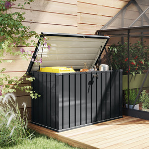 400L Garden Storage Box Waterproof Metal Outdoor Storage Box with Lockable Lid, Storage Container Furniture Deck Box, 124 x 66 x 72 cm, Dark Grey