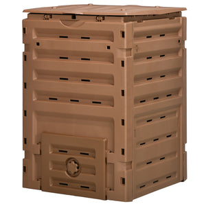 Outsunny Garden Compost Bin, 120 Gallon (450L) Garden Composter, BPA Free, with 80 Vents and 2 Sliding Doors, Lightweight & Sturdy, Fast Creation of Fertile Soil, Brown