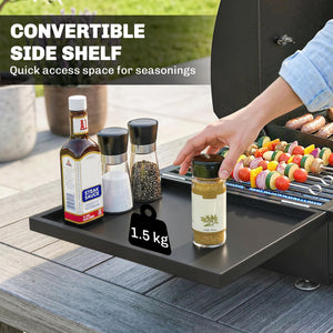 3 Burner Portable Gas Plancha BBQ Grill, 8.1 kW Outdoor Tabletop Gas Barbecue Grill with Griddle, Convertible Side Shelf, Built-in Thermometer, Lid, Adjustable Foot Pads for Camping, Black