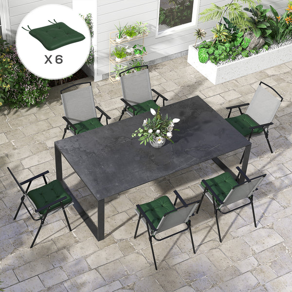 6-Piece Patio Chair Cushions Pillows, Seat Replacement Patio Cushions Set with Ties, Button Tufted for Indoor Outdoor Garden Furniture, Dark Green