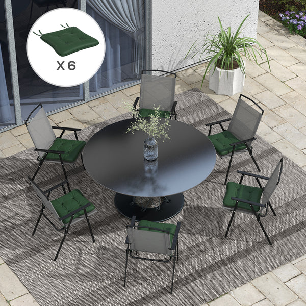 6-Piece Patio Chair Cushions Pillows, Seat Replacement Patio Cushions Set with Ties, Button Tufted for Indoor Outdoor Garden Furniture, Dark Green