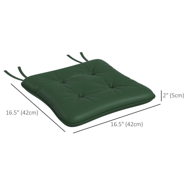 6-Piece Patio Chair Cushions Pillows, Seat Replacement Patio Cushions Set with Ties, Button Tufted for Indoor Outdoor Garden Furniture, Dark Green
