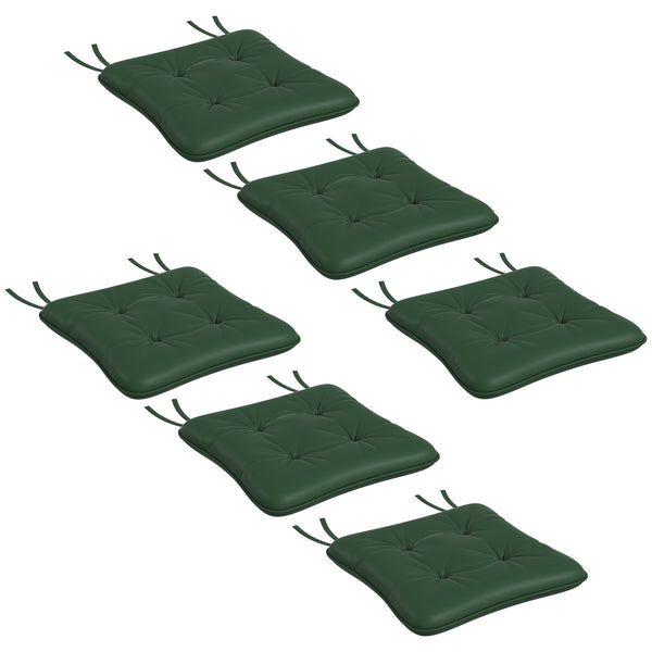 6-Piece Patio Chair Cushions Pillows, Seat Replacement Patio Cushions Set with Ties, Button Tufted for Indoor Outdoor Garden Furniture, Dark Green