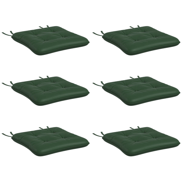 6-Piece Patio Chair Cushions Pillows, Seat Replacement Patio Cushions Set with Ties, Button Tufted for Indoor Outdoor Garden Furniture, Dark Green