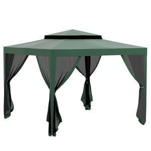 10' x 10' Canopy Tent, Party Tent with Mesh Netting and Double Tier Roof for Backyard, Garden, Patio, Outdoor, Green