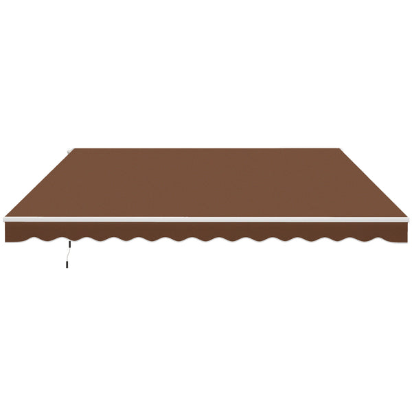 Outsunny 12' x 10' Retractable Awning Patio Awnings Sun Shade Shelter with Manual Crank Handle, 280g/m² UV & Water-Resistant Fabric and Aluminum Frame for Deck, Balcony, Yard, Coffee