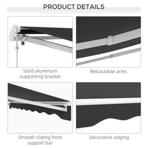 Outsunny 10' x 8' Electric Awning, Retractable Awning, UV Protection Sun Shade Shelter with Remote Controller and Manual Crank Handle for Deck, Balcony, Yard, Dark Gray