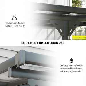 Outsunny 14.5' x 10' Outdoor Polycarbonate Pergola, Transparent UV Blocking Awning, Hardtop Deck Gazebo with Adjustable Posts and Height, Aluminum, Gray