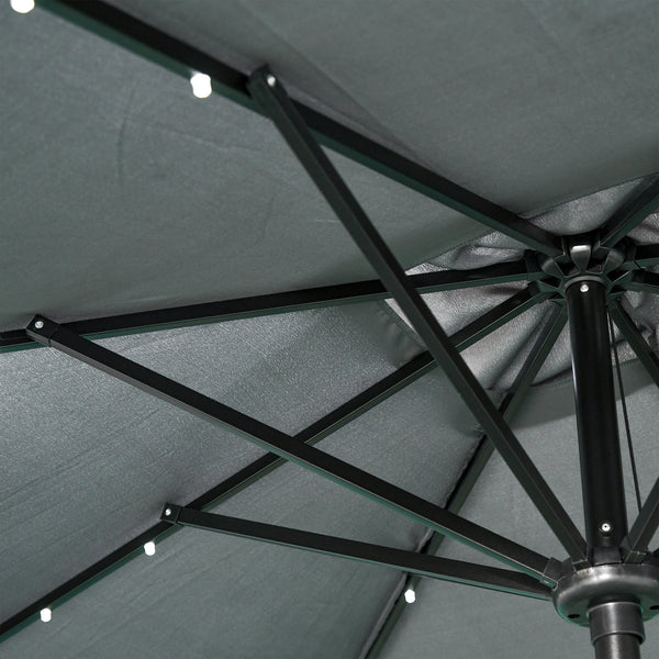 grey lighted patio umbrella Outsunny Solar Umbrella with LED Lights