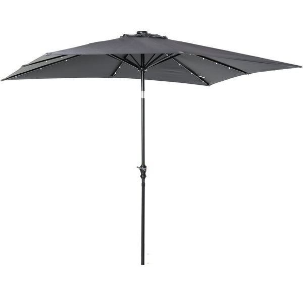 black solar patio umbrella Outsunny Solar Umbrella with LED Lights