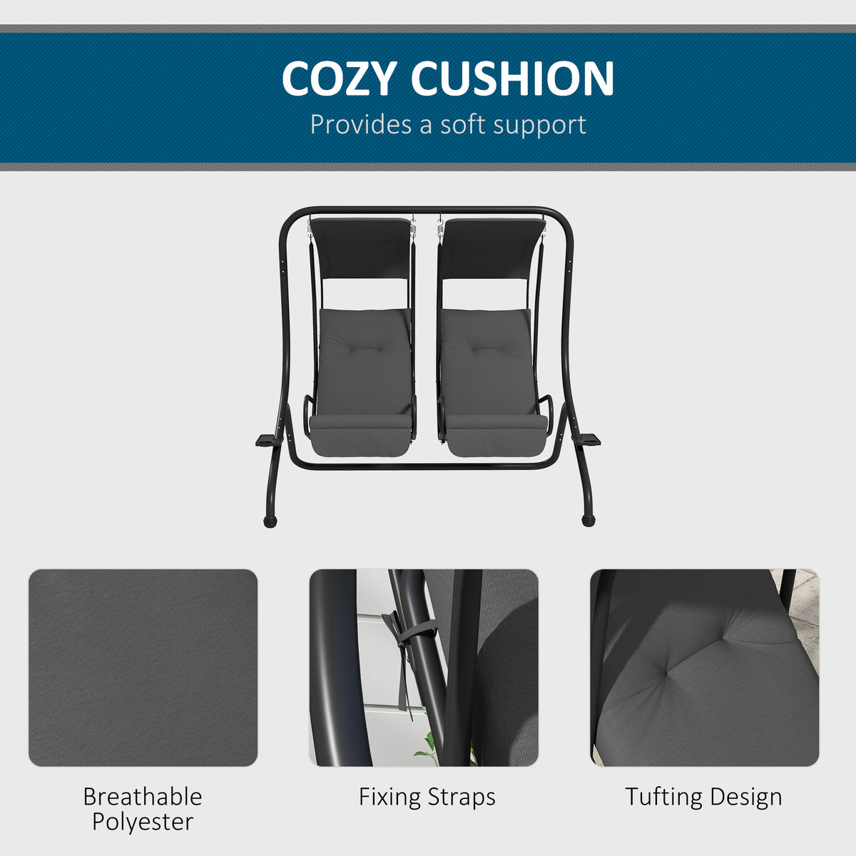 Separate Chair Outsunny Stylish 2-Seater Outdoor Swing Chair with Canopy for Garden