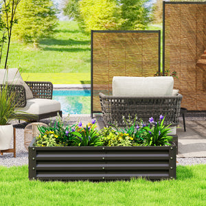 4' x 2' x 1' Raised Garden Bed, Galvanized Steel Planter Box for Vegetables, Flowers, Herbs, Black