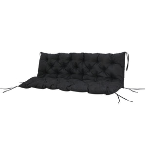 Outsunny 59" x 38" Tufted Bench Cushion for Outdoor Furniture, 3-Seater Replacement for Swing Chair, Patio Sofa/Couch, Overstuffed, Includes Backrest, Black