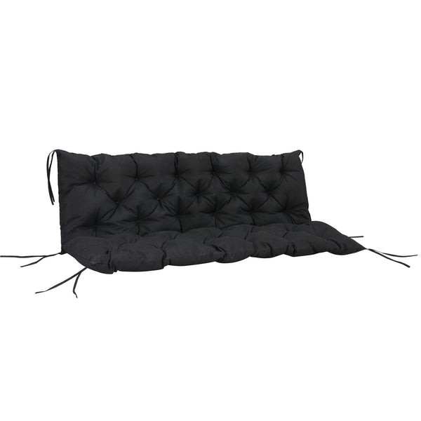 Outsunny 59" x 38" Tufted Bench Cushion for Outdoor Furniture, 3-Seater Replacement for Swing Chair, Patio Sofa/Couch, Overstuffed, Includes Backrest, Black