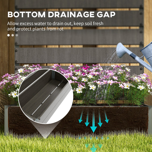 Raised Garden Bed with Trellis for Climbing Plants, 35.6" x 15" x 70.9" Planter Box with Self Draining Gap, Freestanding Trellis Planter for Outdoor, Patio, Dark Grey