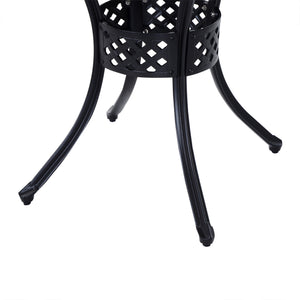 85cm Round Garden Dining Table with 46.5mm Dia. Umbrella Hole, Cast Aluminium Outdoor Dining Table, Grid Motif Outdoor Table for Garden, Patio, Porch, Black