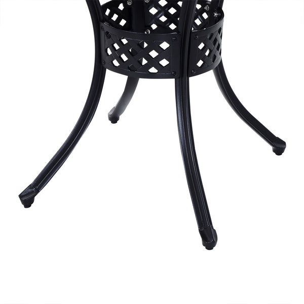85cm Round Garden Dining Table with 46.5mm Dia. Umbrella Hole, Cast Aluminium Outdoor Dining Table, Grid Motif Outdoor Table for Garden, Patio, Porch, Black
