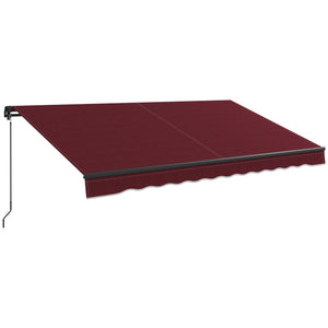  12' x 10' Retractable Awning, Patio Awning Sunshade Shelter with Manual Crank Handle, 280gsm UV Resistant Fabric and Aluminum Frame, for Balcony, Yard, Wine Red