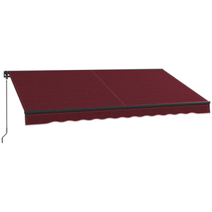  12' x 10' Retractable Awning, Patio Awning Sunshade Shelter with Manual Crank Handle, 280gsm UV Resistant Fabric and Aluminum Frame, for Balcony, Yard, Wine Red