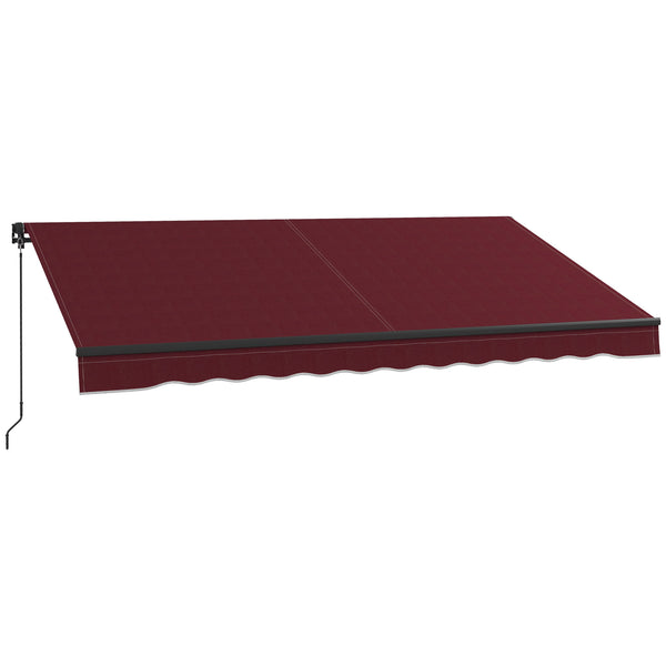  12' x 10' Retractable Awning, Patio Awning Sunshade Shelter with Manual Crank Handle, 280gsm UV Resistant Fabric and Aluminum Frame, for Balcony, Yard, Wine Red