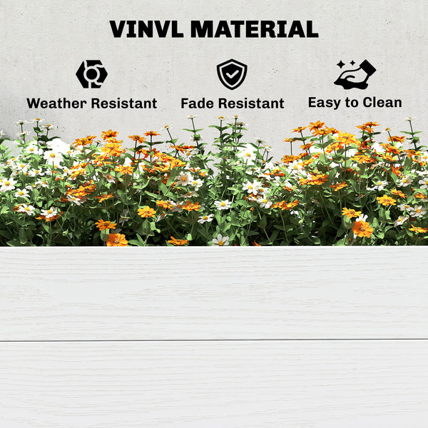 Vinyl Raised Garden Bed Kit, 6.5 x 3 x 1ft Elevated Garden Box with Divider, Open Bottom, Screwless Outdoor Planter Box for Flowers Herbs, DIY Assembly, White