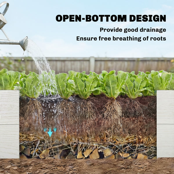 Vinyl Raised Garden Bed Kit, 6.5 x 3 x 1ft Elevated Garden Box with Divider, Open Bottom, Screwless Outdoor Planter Box for Flowers Herbs, DIY Assembly, White