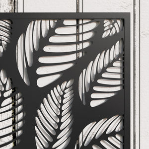 Metal Raised Garden Bed with Trellis for Climbing Plants, Freestanding or Wall Mounted Flower Bed with Privacy Panel, Small Leaves Cut-Outs Outdoor Planter Box for Garden, Patio, Balcony