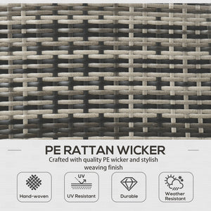 6 Piece Patio Furniture Set with Patio Chairs, Ottomans, Sofa, Glass Top Table and Cushions, Wicker Rattan Outdoor Furniture Set for Backyard, Porch, Grey