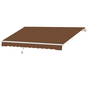 Outsunny 10' x 8' Retractable Awning, Patio Awnings, Sunshade Shelter w/ Manual Crank Handle, UV & Water-Resistant Fabric and Aluminum Frame for Deck, Balcony, Yard, Coffee