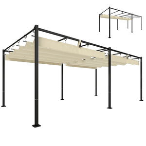 19' x 10' Pergola with Retractable Canopy, Patio Pergola with Sun Shade Shelter, UV50+ and Water-Repellent for Patio, Garden, Cream White