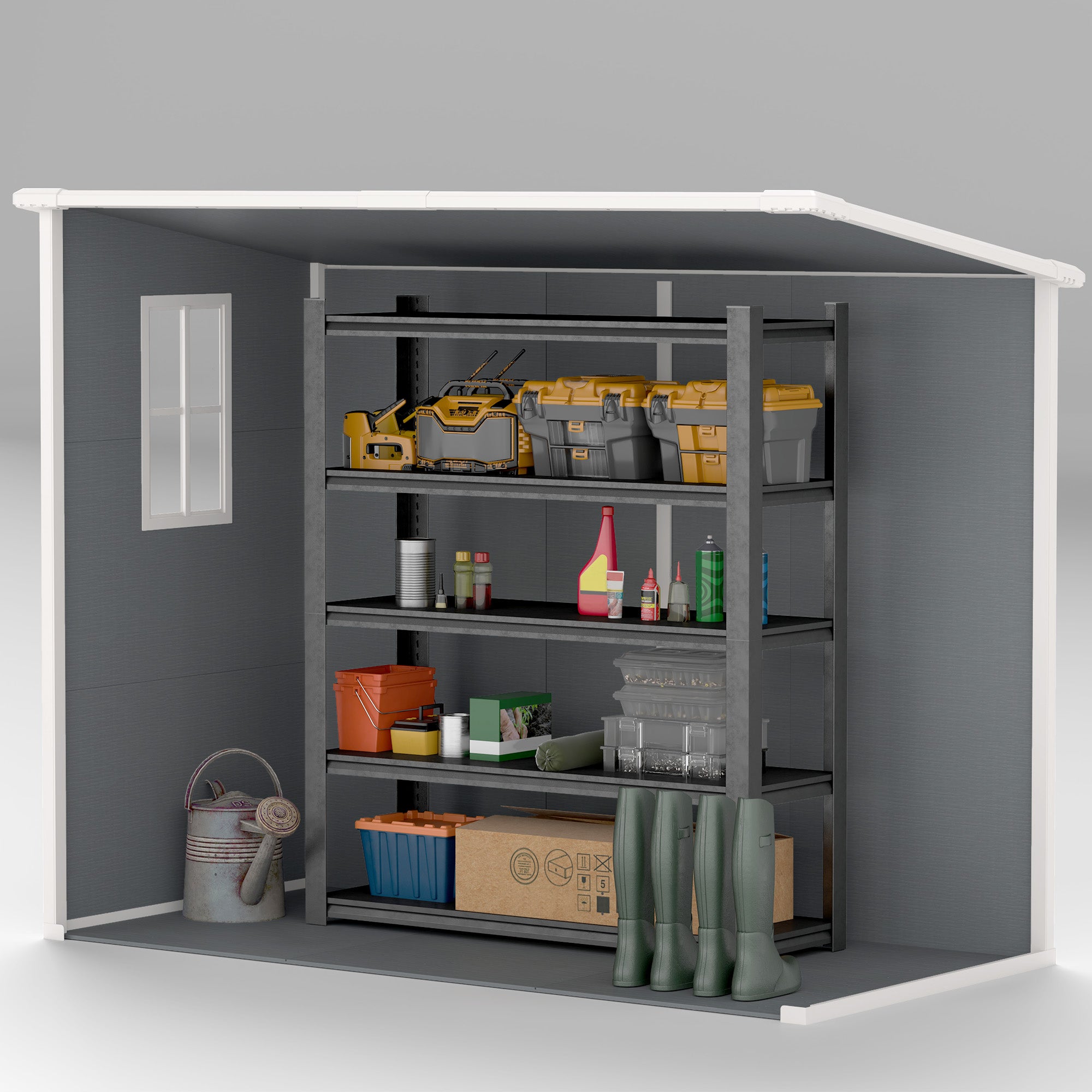 Outsunny 8' x 4' Plastic Outdoor Storage Shed with Window