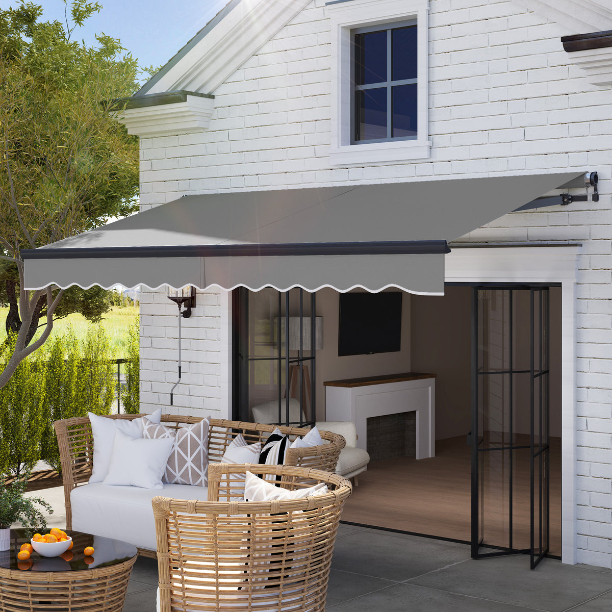 Outsunny 3.5 x 3m Electric Awning with Remote Controller for Garden ...