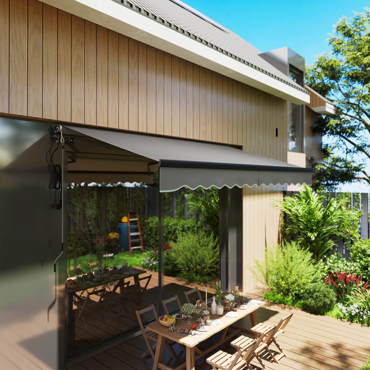 Outsunny 3.5 x 3m Electric Awning with Remote Controller for Garden ...
