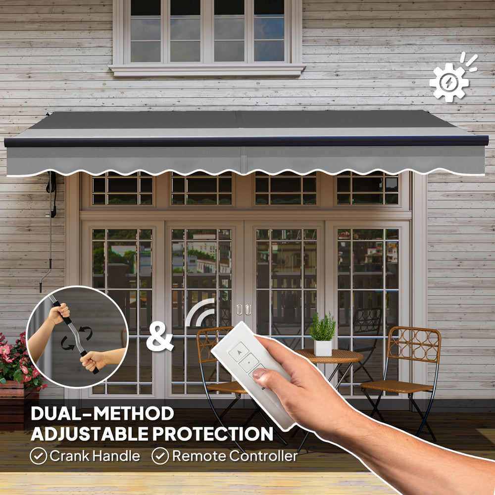 Outsunny 3.5 x 3m Electric Awning with Remote Controller for Garden ...
