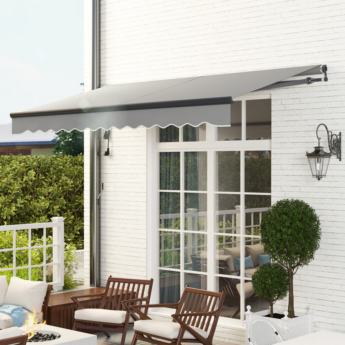 Outsunny 3.5 x 3m Electric Awning with Remote Controller for Garden ...