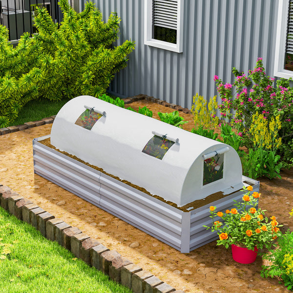 7' x 3' x 2' Portable Mini Greenhouse, Tunnel Growing Tent Plants Flower Warm House with 5 Mesh Windows and Steel Frame, for Garden, Patio, Backyard, White
