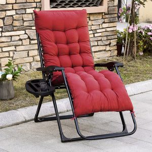 Outsunny Zero Gravity Chair, Folding Reclining Lounge Chair with Padded Cushion, Side Tray for Indoor and Outdoor, Supports up to 264 lbs, Red