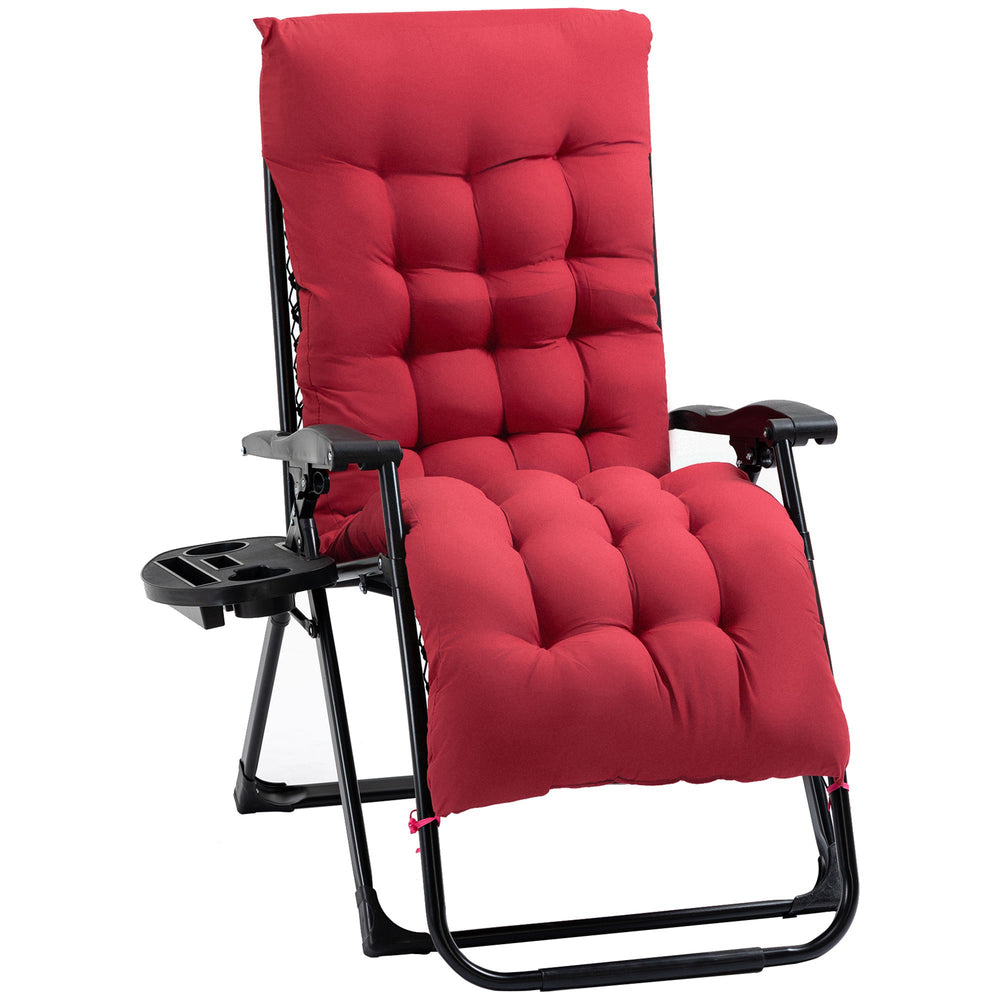 Outsunny Zero Gravity Chair, Folding Reclining Lounge Chair with Padded Cushion, Side Tray for Indoor and Outdoor, Supports up to 264 lbs, Red