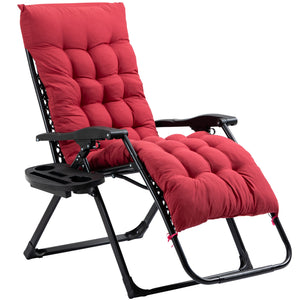 Outsunny Zero Gravity Chair, Folding Reclining Lounge Chair with Padded Cushion, Side Tray for Indoor and Outdoor, Supports up to 264 lbs, Red