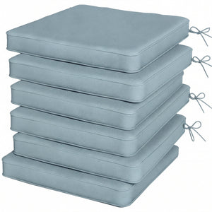Set of 6 Chair Cushion Seat Pads Dining Chair w/ Straps, Indoor Outdoor Removable Tie On Garden Patio, Light Grey